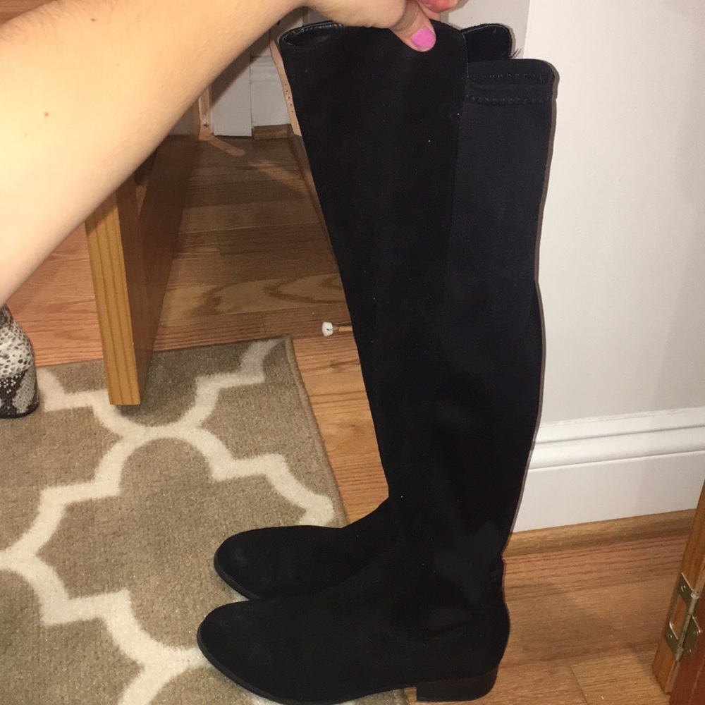 black suede over the knee boots